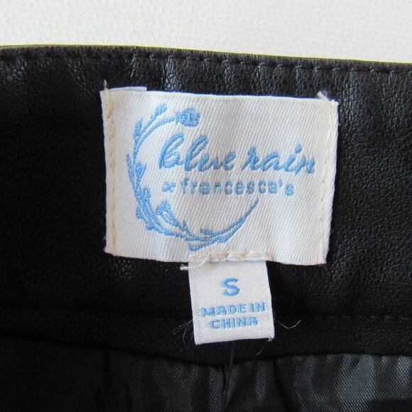 Blue Rain Francesca's Black Pleated Faux Leather Mini Skirt w/ Built In Shorts - Picture 5 of 8